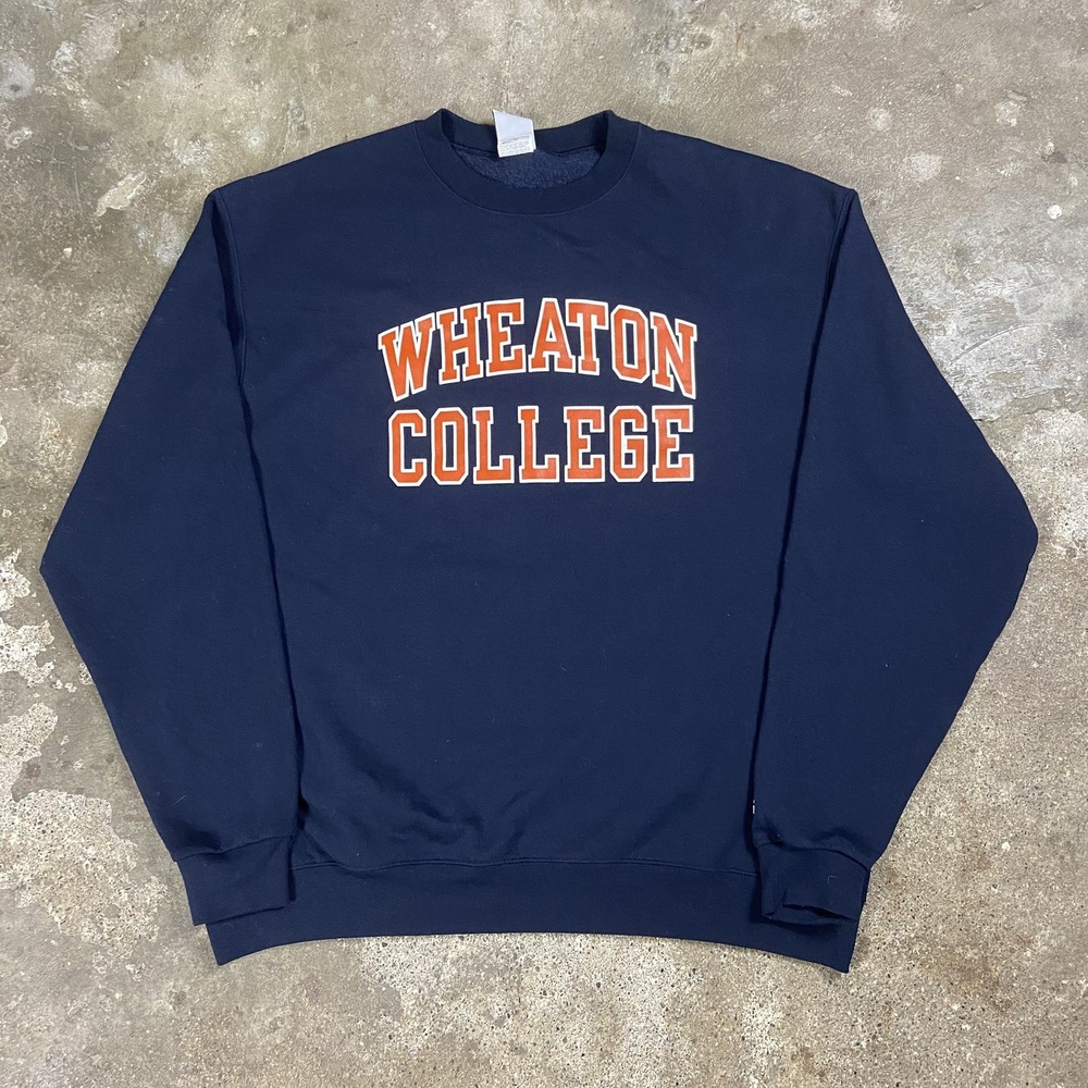 Champion Wheaton College Sweatshirt Size XL Blue Crewneck Pullover NCAA College